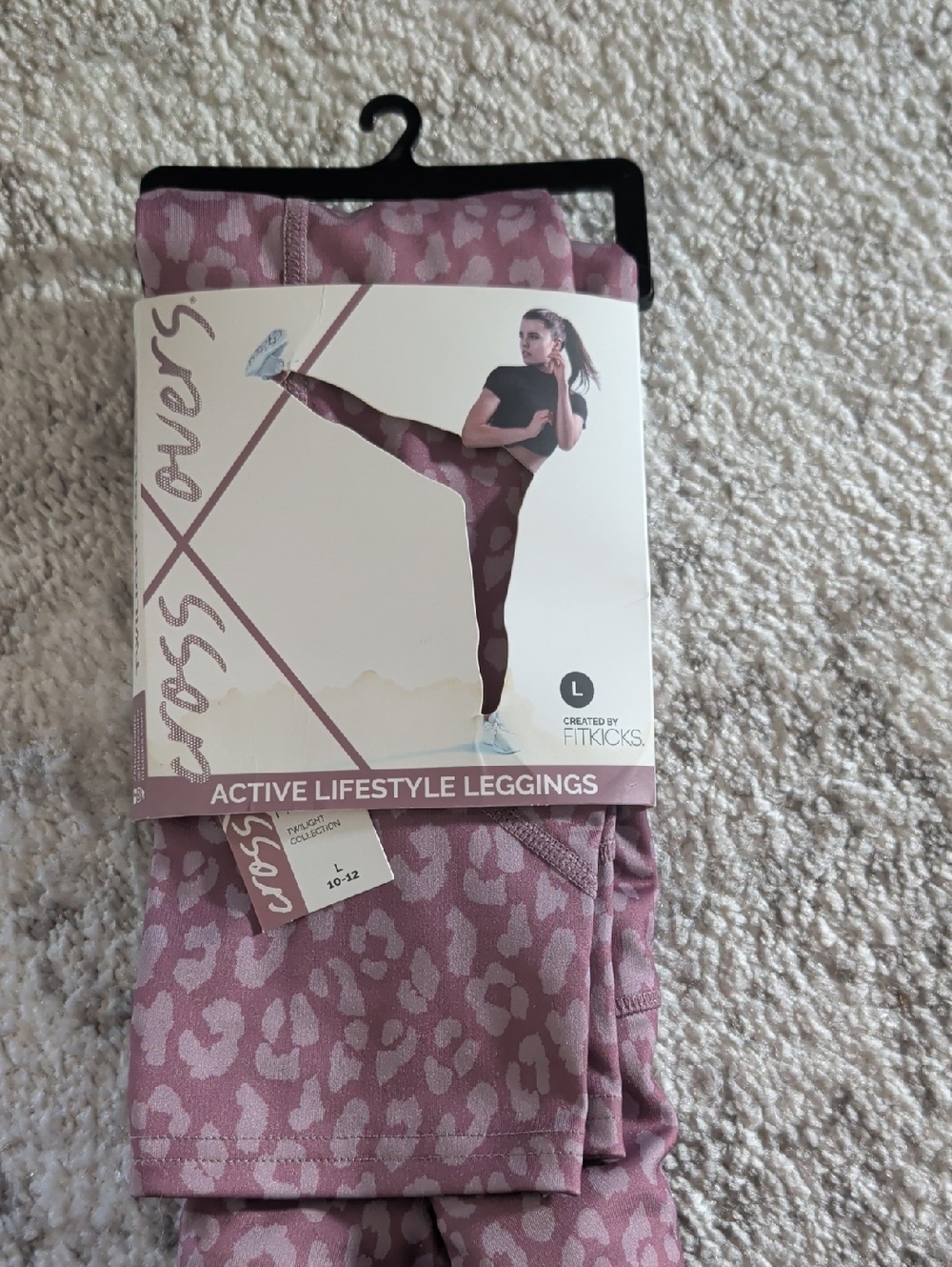 CrossXovers Active Lifestyle Leggings in Mauve Leopard Print - Size L
